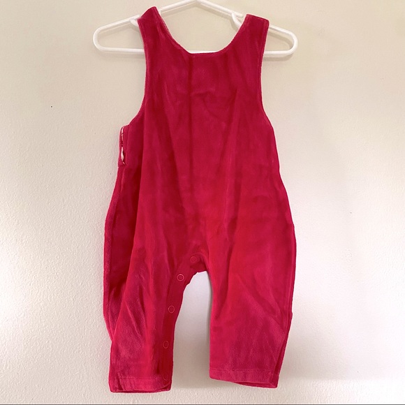 Disney Mickey Mouse Snowman Winter Christmas Holiday Red Velvet Overalls 6M - Picture 6 of 6